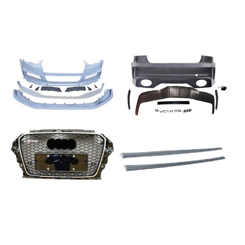 Audi A3 2013-2016 Rs3  Uyumlu Yedek Parça Body Kit (Sedan)- Ön Arka Tampon & Panjur & Marşpiyel (Egzoz Dahil)
