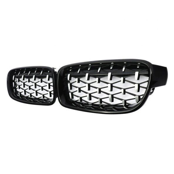 Bmw F30 2012-2018 Uyumlu Yedek Parça Diamond Böbrek Panjur Piano Black