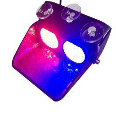 Araç İçi Vantuzlu Kırmızı Mavi Çakar Led Lamba 8 Ledli Yuvarlak Tasarım