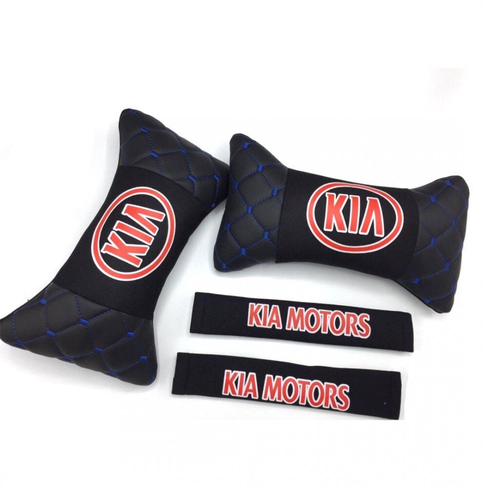 Kia Uyumlu Yedek Parça Logolu Boyun Yastığı ve Emniyet Kemer Kılıfı Siyah
