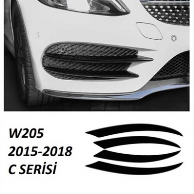 Mercedes W205 2015-2018 Uyumlu Sis Kaşı 4 Parça (Piano Black)