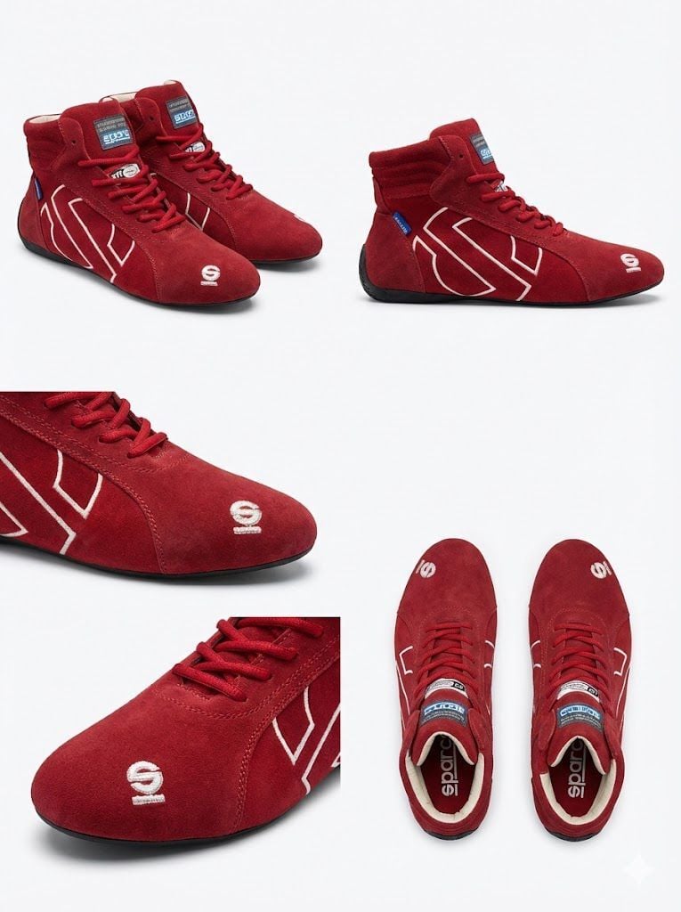 Sparco Slalom Süet Yarış Ayakkabısı - İkonik Kırmızı 42 Numara