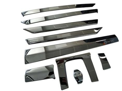 Honda Civic Fc5 Uyumlu Yedek Parça 2016-2020 İç Konsol Kaplaması Füme 9 Parça