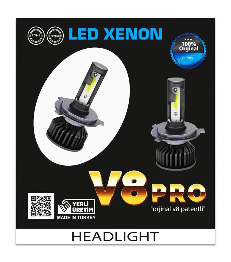 V8Pro 9007 Led Xenon Beyaz 12V / 50W / 8000 Lumens