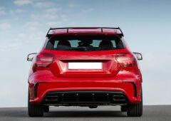 Mercedes W176 16-18 A45 Uyumlu Yedek Parça Difüzör & Egzoz Seti (Parlak Siyah) - Siyah Egzoz İle (Amg Paket İçin )