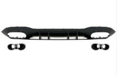 Mercedes W177 Sedan 2019+ Uyumlu Yedek Parça Difüzör & Egzoz Seti- Silver Egzoz İle