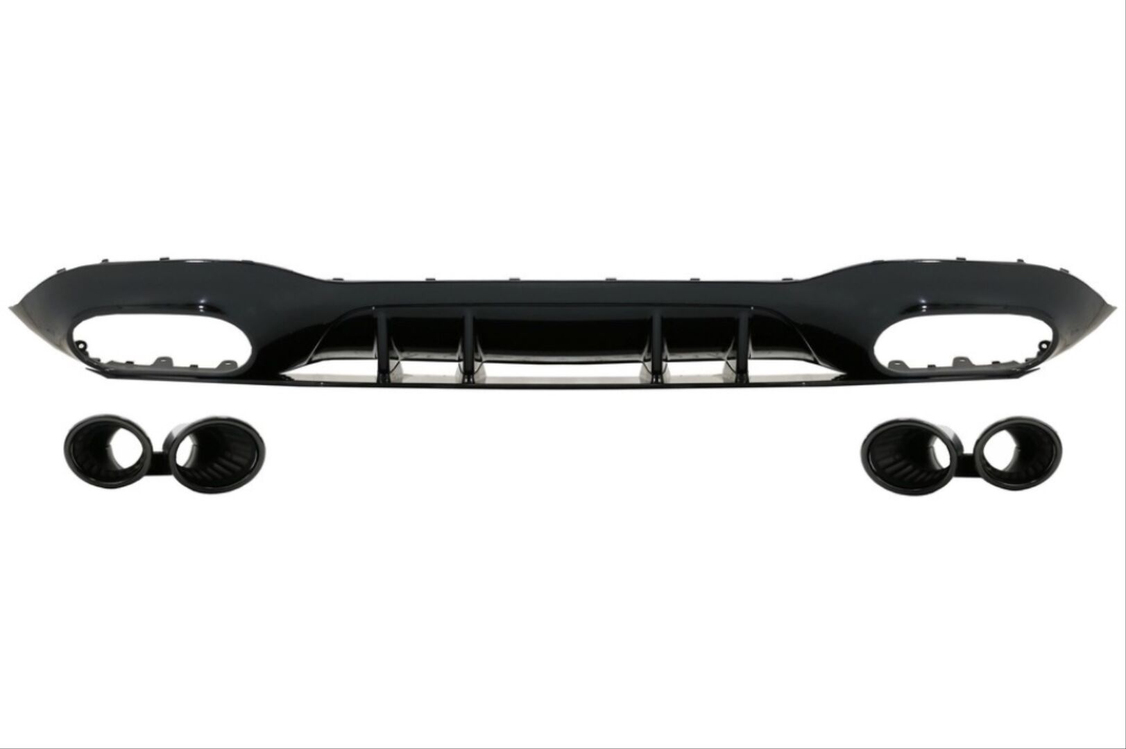 Mercedes W177 Sedan 2019+ Uyumlu Yedek Parça Difüzör & Egzoz Seti - Siyah Egzoz İle