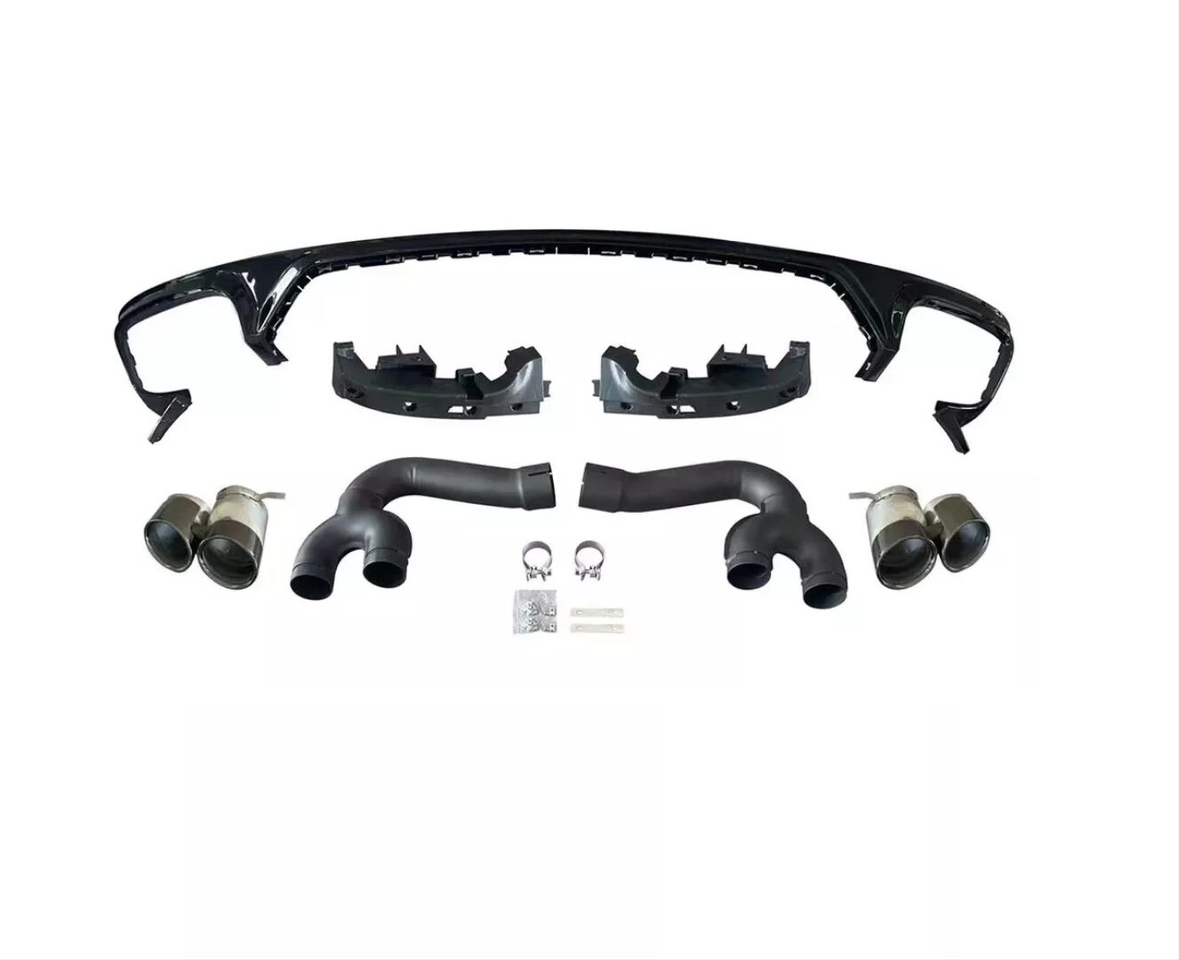 Audi Q8 2019 + İçin Uyumlu Yedek Parça SQ8 Difüzör & Siyah Egzoz Seti (s-lıne ve sq8 uyumlu)