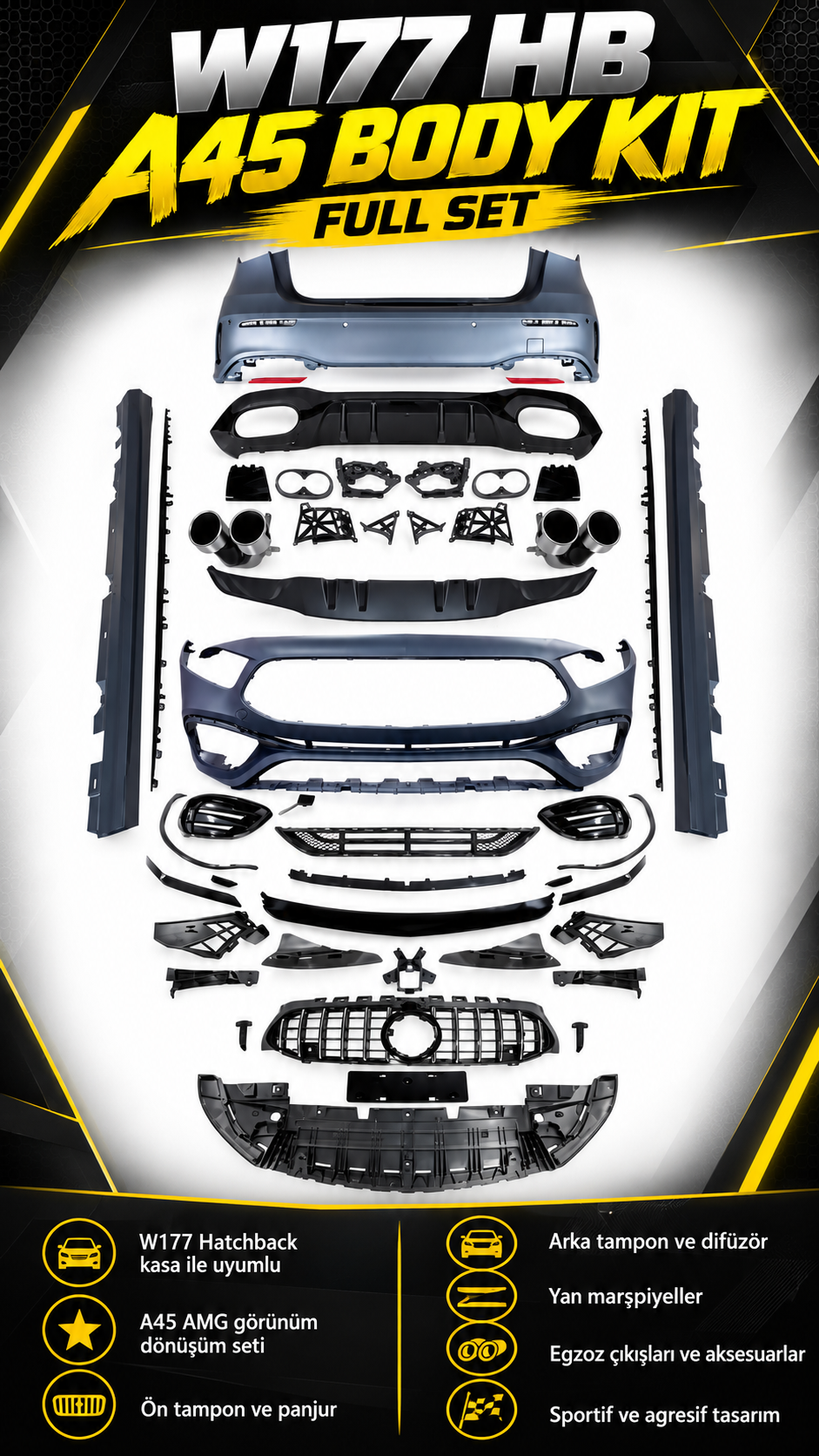 W177 Hb İçin Uyumlu A45 Body Kit (Full Set)