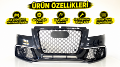 A3 2009-2012 Hatchback İçin Uyumlu RS3 Ön Tampon Panjur Seti - (8P Makyajlı Kasa)