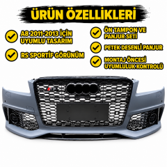 A8 2011-2013 İçin Uyumlu RS8 Ön Tampon Panjur Seti