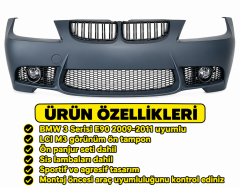 3 Serisi E90 2009-2011 İçin Uyumlu LCI M3 Görünüm Ön Tampon + Panjur (Sis Lambaları Dahil)