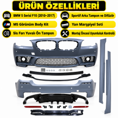 5 Serisi F10 2010-2017 İçin Uyumlu M5 Görünüm Body Kit Sis Yuvalı