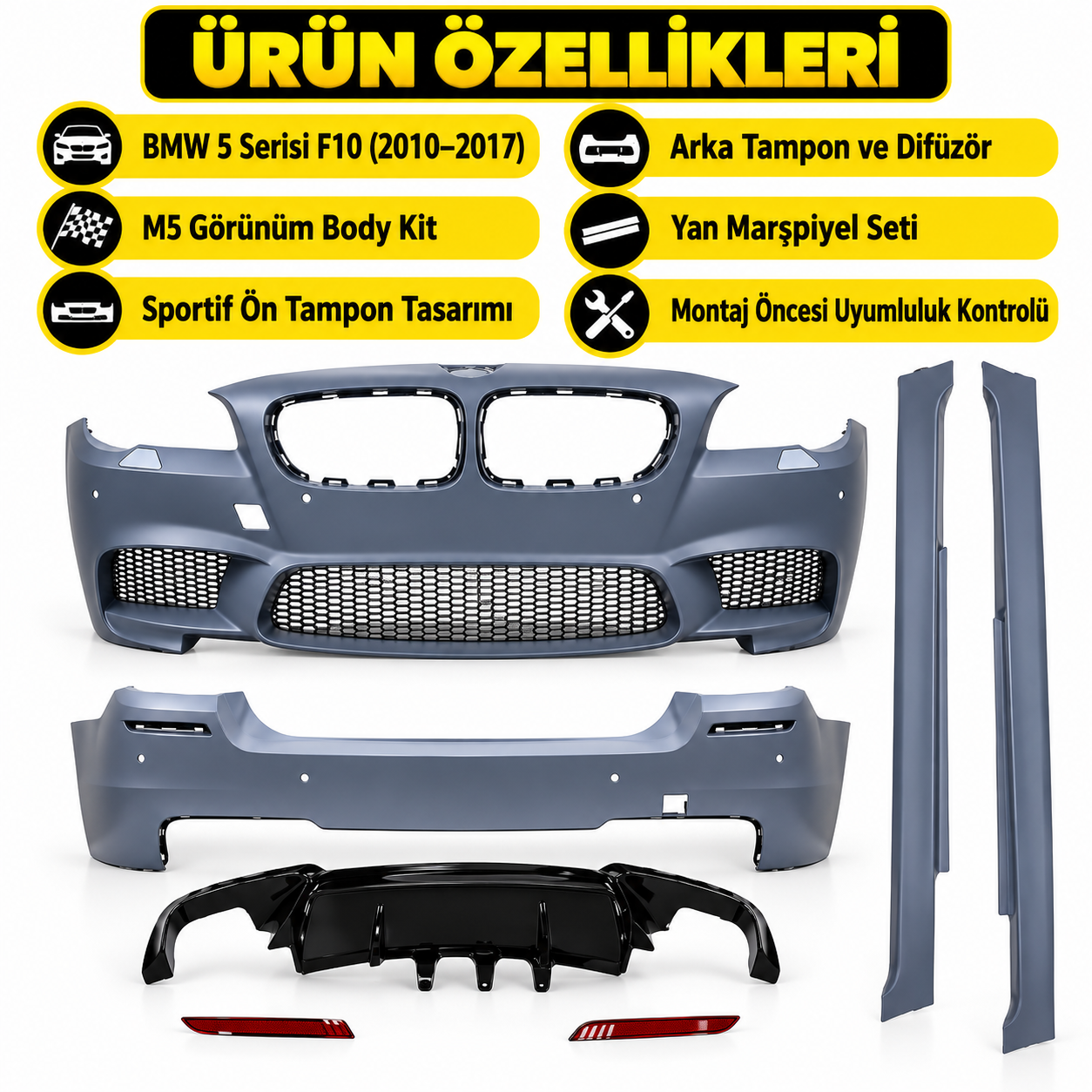 5 Serisi F10 2010-2017 İçin Uyumlu M5 Görünüm Body Kit