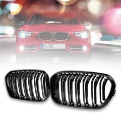 Bmw 1 Serisi F20-F21 2015- İçin Uyumlu Yedek Parça M Böbrek Çift Çizgi Panjur Piano Black