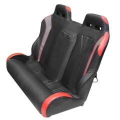İkili Ultra Konforlu Deri Siyah-Kırmızı Spor Yarış Koltuğu