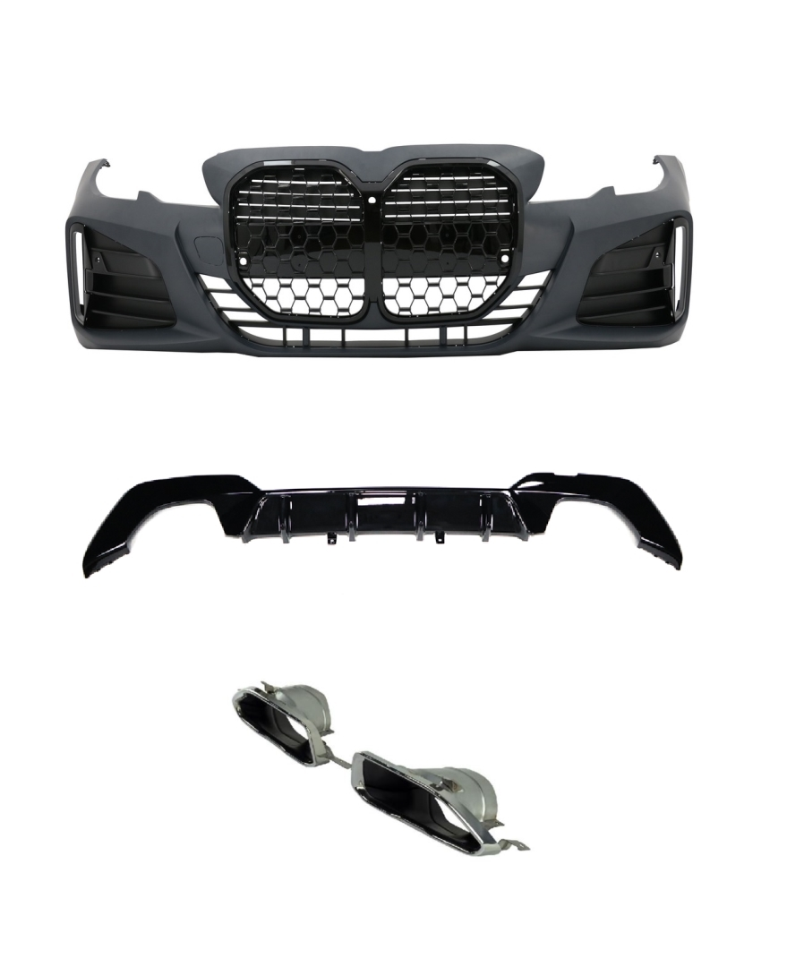 BMW 3 Serisi G20 İçin Uyumlu G22 Dönüşüm Body Kit Piano Black Çerçeveli