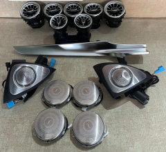 Mercedes W205 Işıklı Ön Arka Havalandırma Torpido Göğüs Çıta Işıklı Kolon Kapak 3D Tweeter 64 Renk (4 Parça)