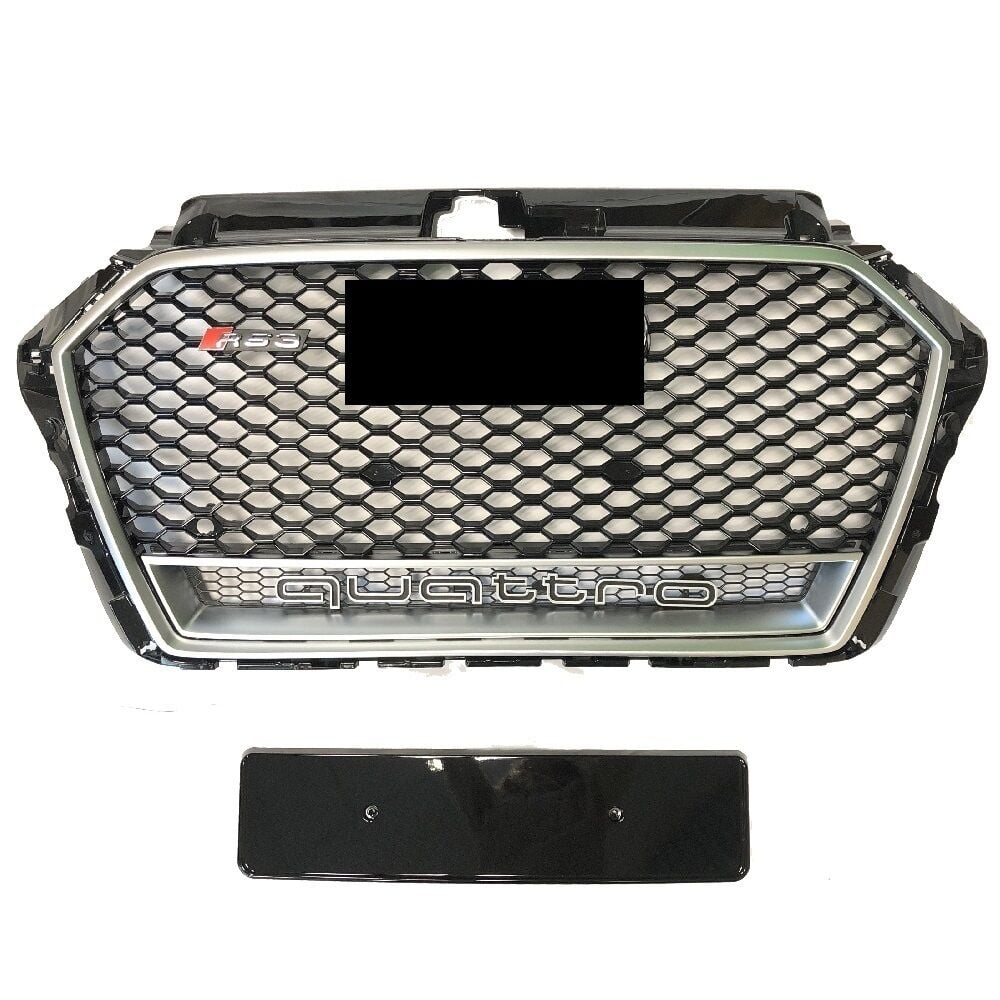 Audi A3 RS3 2016-2020 Uyumlu Yedek Parça Kromlu Siyah Panjur