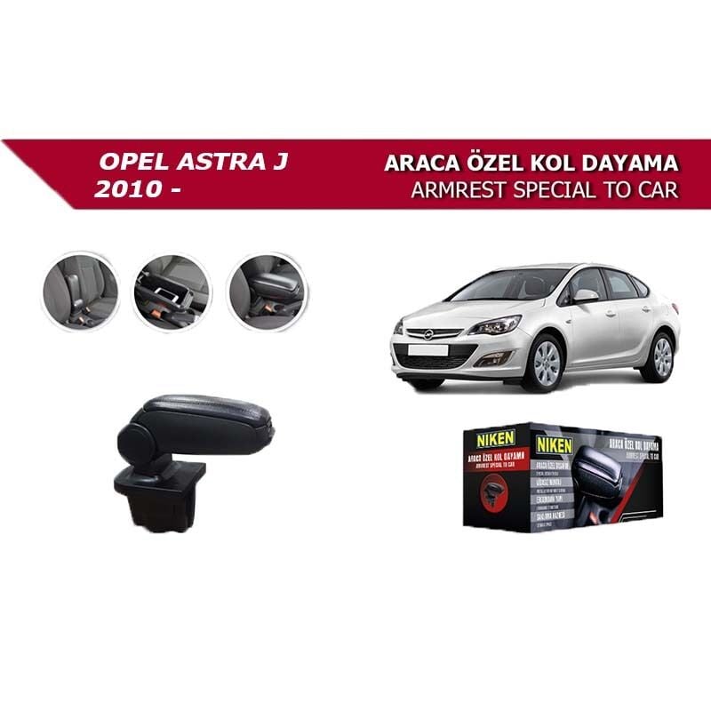 Niken Opel Astra J 2010+ Uyumlu Yedek Parça Araca Özel Kol Dayama Siyah