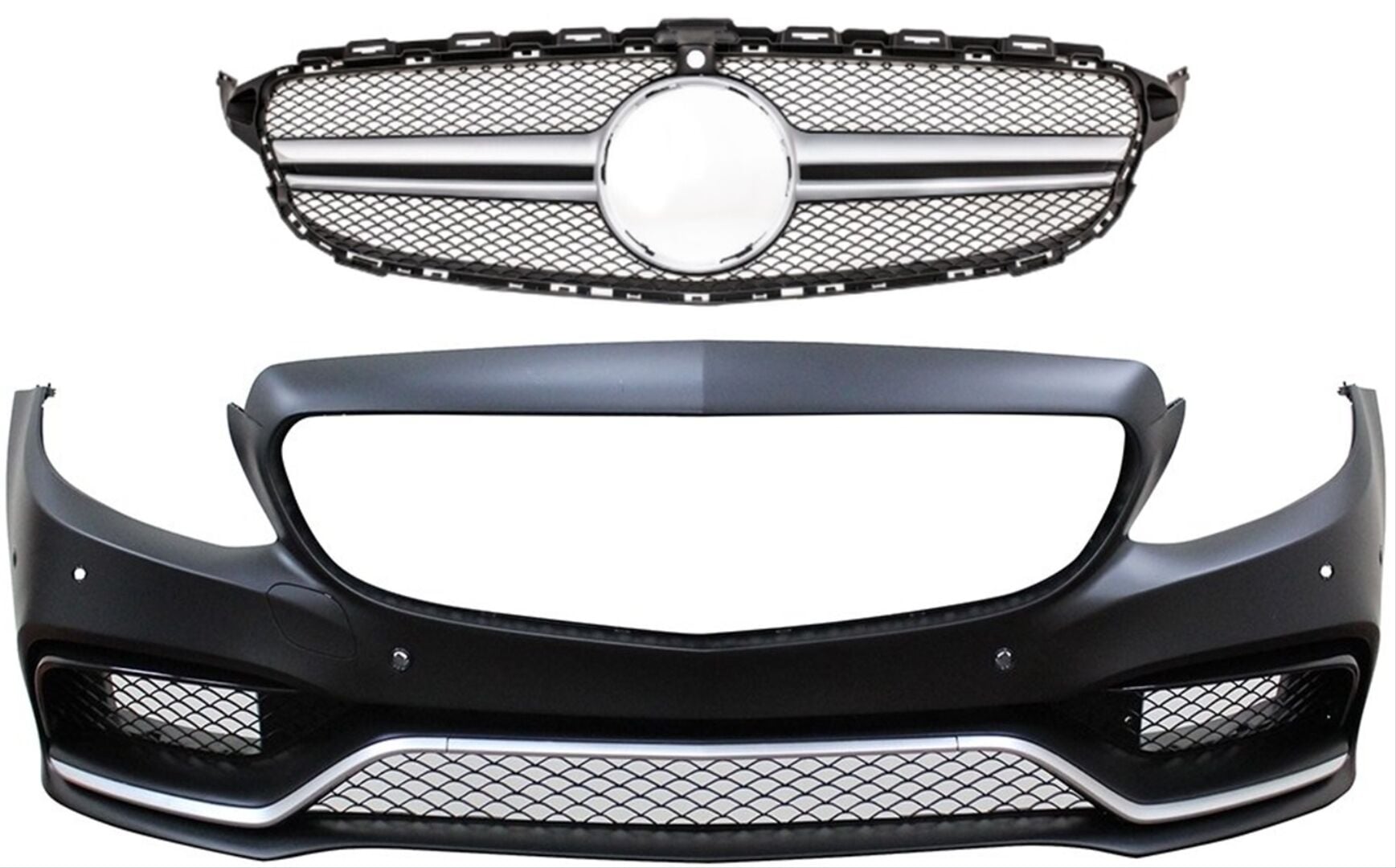 W205 C Serisi İçin C63 Görünüm Ön Tampon Panjur (Silver Trim)