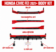 Honda Civic FE1 2021+ Uyumlu Body Kit (Egzoz Dahil)