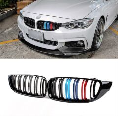 Bmw 4 Serisi F32 İçin Uyumlu Yedek Parça 2013-2019 M4 Görünüm Böbrek Çift Çizgi Panjur M Renk