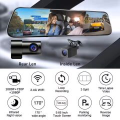 3 Kameralı Kayıt Yapan Dvr Dikiz Aynası