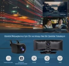 CarPlay & Android Auto Destekli Çift Kameralı Araç İçi Monitör