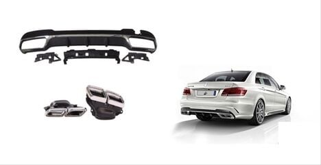 Mercedes Uyumlu Yedek Parça W212 E Serisi İçin 63 Difüzör & Egzoz Seti (Silver Egzoz İle) (Amg Makyajlı Kasa 2013-2016)