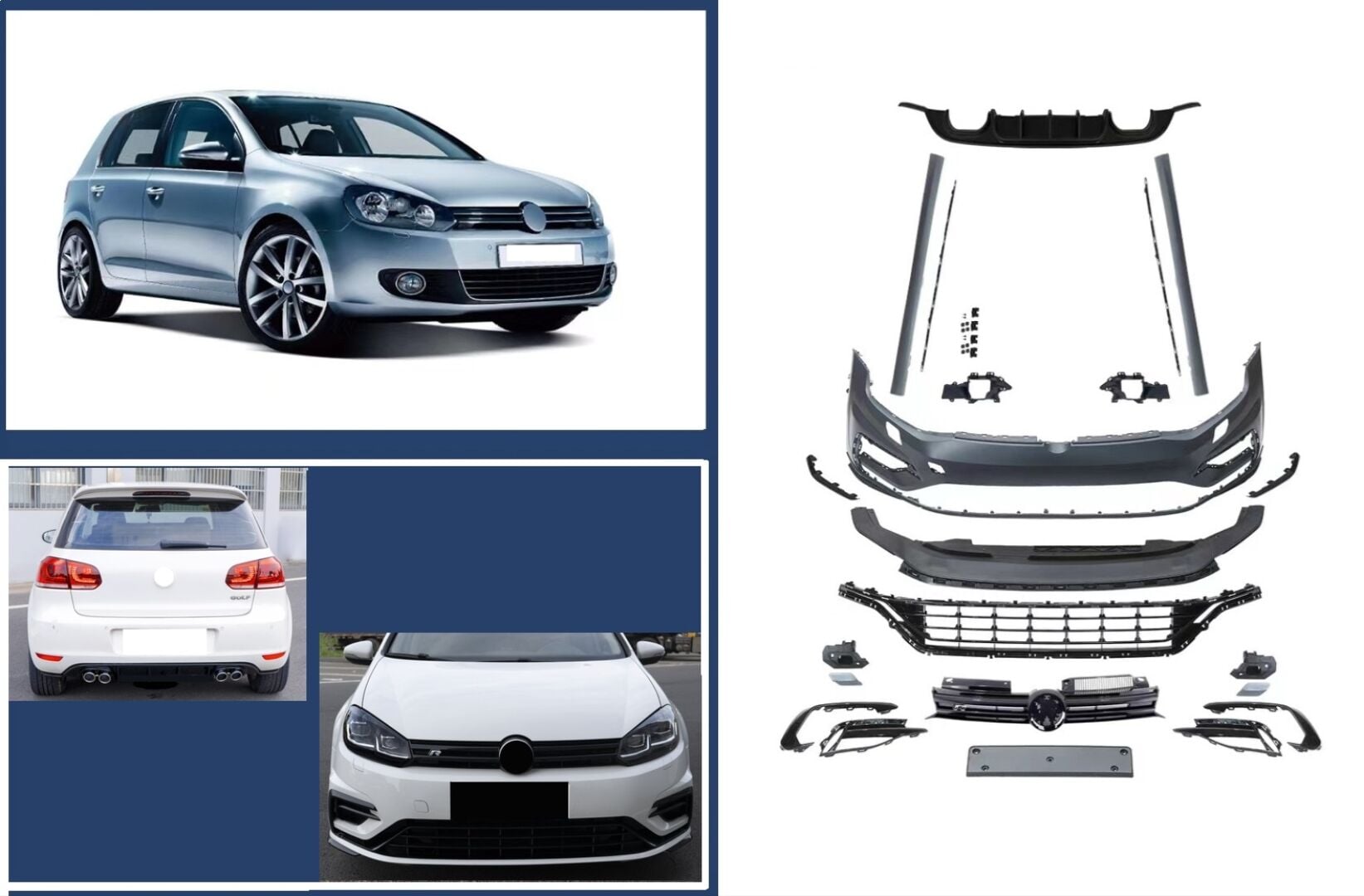 Volkswagen Golf 6 modelleri için Golf 7.5 facelift dönüşüm body kit