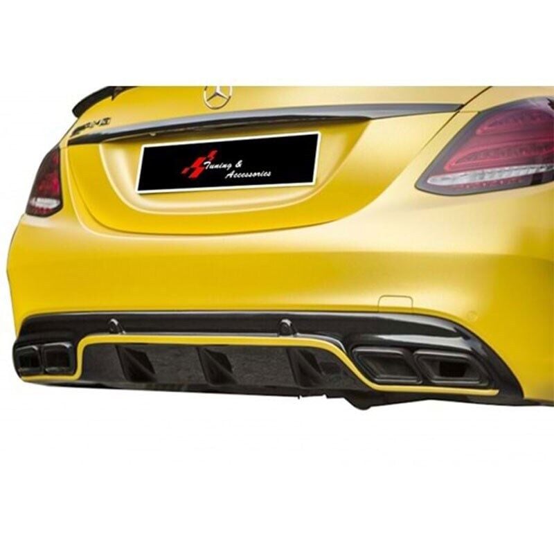 Mercedes W205 C63 2015-2018 Uyumlu Yedek Parça Amg Difüzör Boyasız Sağ Sol Çift Çıkış