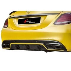 Mercedes W205 C63 2015-2018 Uyumlu Yedek Parça Amg Difüzör Boyasız Sağ Sol Çift Çıkış