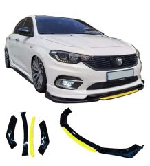 Universal 4 Parça Flaplı Ön Lip Piano Black ABS / (FC5 - SARI)