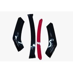 Universal 4 Parça Flaplı Ön Lip Piano Black ABS / (FC5 - KIRMIZI)