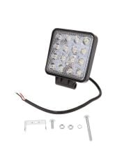 48W CRE Power Led Üniversal Kare Sis Lambası 16 Ledli Siyah