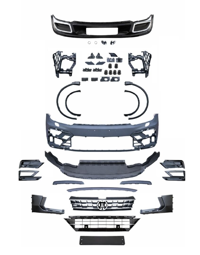Tiguan 2016-2021 İçin Uyumlu R-Line Body Kit (Ön Tampon, Panjur, Difüzör, Spoiler)
