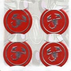 Abarth Kırmızı Alüminyum Yapıştırma Jant Göbeği 4Lü 60mm