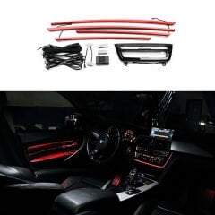 BWM 3 Series F30 2011-2017 2 Renk İç Ambiyas Işıkları Kapı trimleri ve teyp çercevesi ile Siyah Trim