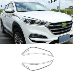 Hyundai Tucson 2015-2018 Uyumlu Yedek Parça Ön Far Kaplama ABS Krom Parça