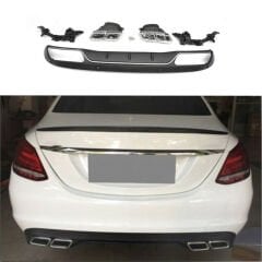 Mercedes C Class W205 2014-2018 Sedan Uyumlu Yedek Parça Difüzör Krom