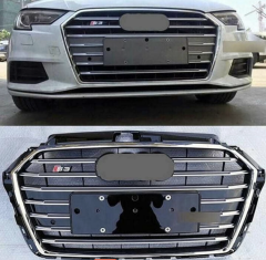 Audi A3 S3 2017-2019 Uyumlu Yedek Parça  Panjur Siyah Krom