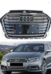 Audi A3 S3 2017-2019 Uyumlu Yedek Parça  Panjur Siyah Krom
