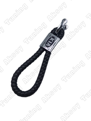 Kia Uyumlu Yedek Parça Örgülü Deri Kayış Anahtarlık Siyah