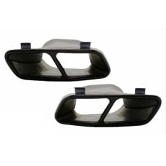 Mercedes W176 12-15 A45 Uyumlu Yedek Parça Difüzör & Egzoz Seti (Parlak Siyah) - Siyah Egzoz İle (AMG PAKET İÇİN)