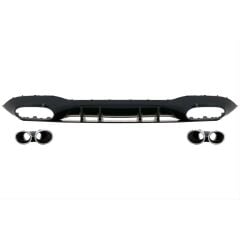 Mercedes A45 W177 Sedan 2019+ Uyumlu Yedek Parça Difüzör & Egzoz Seti - Silver Egzoz İle