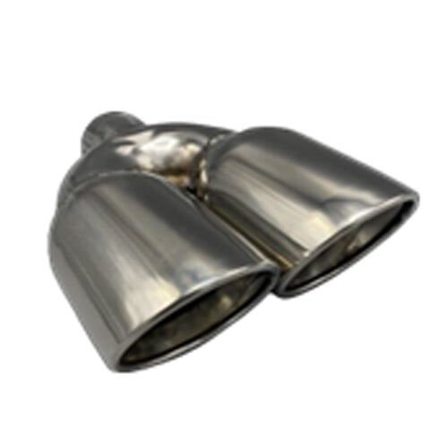 Üniversal Krom Egzoz Ucu Açılı Çift Çıkış 101x110 800-038