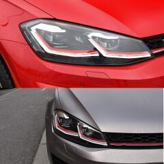 Volkswagen Golf 6 2008-2013 Uyumlu Yedek Parça 7.5 Style Kırmızı Şeritli Led Far Seti LAM-T102