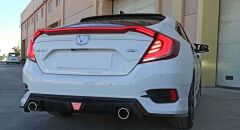 Honda Civic Fc5 Uyumlu Yedek Parça 2016-2021 Hareketli Sinyalli Led Stop Ve Spoiler Takımı Kırmızı
