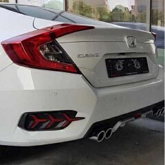 Honda Civic Uyumlu Yedek Parça FC5 2016-2020 Difüzör 4 Egzozlu Silver